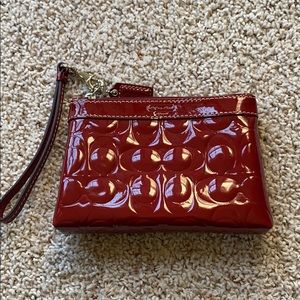 NWOT Coach red leather wristlet